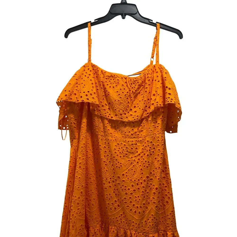 Layered with Love Square Neck Off the Shoulders Ruffled Embroidered Dress 2X - Picture 2 of 5